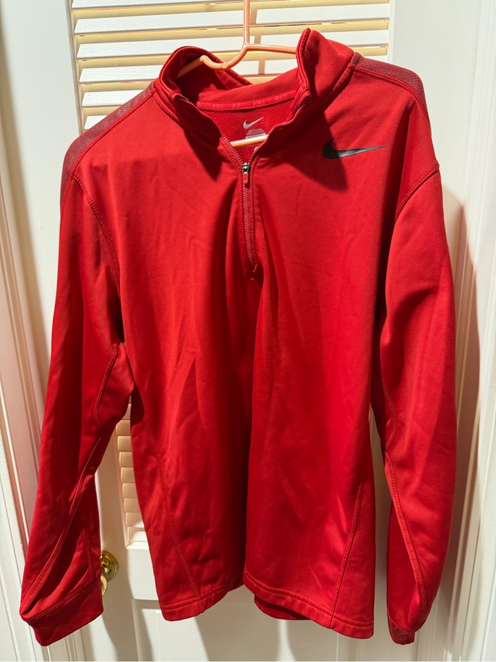 Nike Red Half-Zip Performance Pullover with Black Swoosh